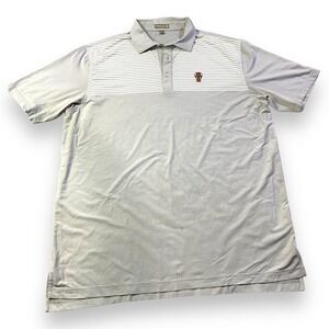 Peter Millar Summer Comfort Polo Shirt Men’s XL Golf Polo Gray Grey white stripe